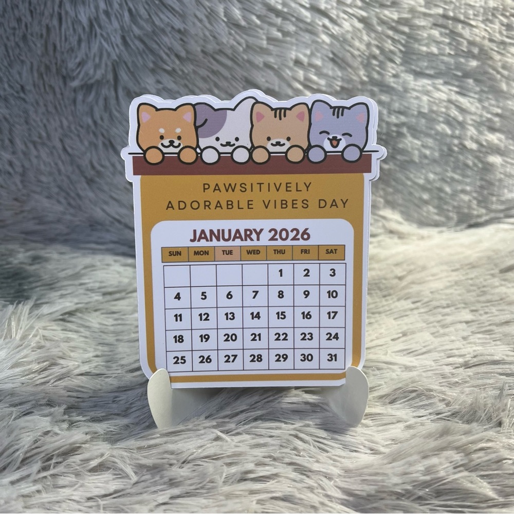 Kawaii Cats Mini Desktop 2026 Calendar